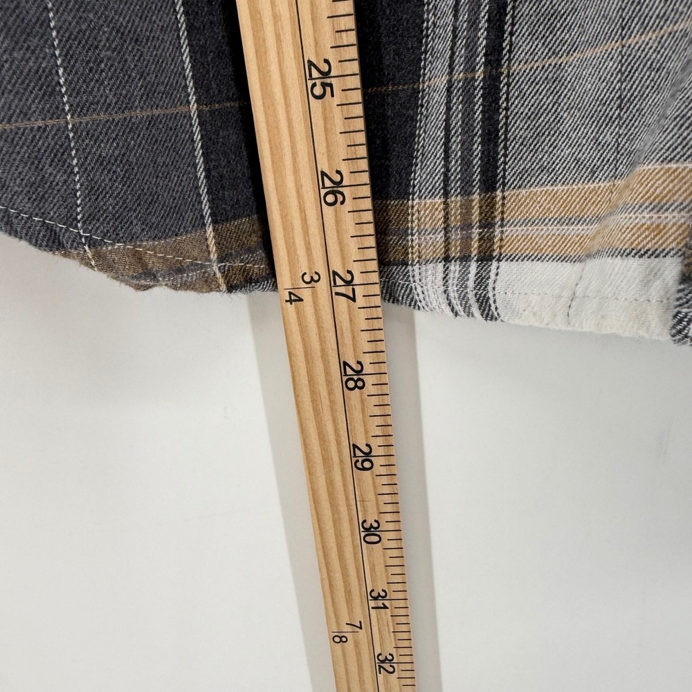 No Boundaries Plaid Flannel Shirt Hooded Jacket Gray White Brown Mens XS - Picture 5 of 7
